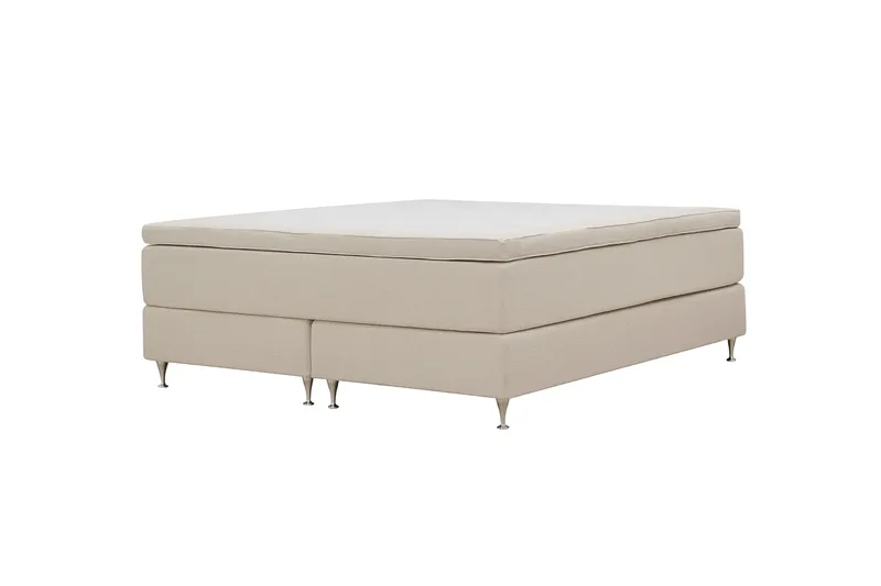 HVILA Premium Kontinentalseng 160x200 cm - Lysebeige bouclé - Møbler - Senger - Kontinentalsenger