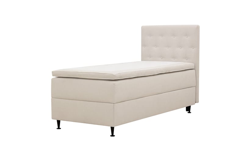 HVILA Plus Komplett Sengepakke – Kontinentalseng 90x200 cm i Stoff med Oppbevaring, Sengegavl + Overmadrass med Fasthetsgrad Medium Fast - Lysebeige - Møbler - Senger - Kontinentalsenger