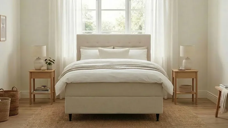 HVILA Plus komplett sengesett med oppbevaring 140x200 cm - Lys beige - Møbler - Senger - Senger med oppbevaring