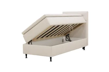 HVILA Plus Komplett Sengepakke – Kontinentalseng 90x200 cm i Stoff med Oppbevaring, Sengegavl + Overmadrass med Fasthetsgrad Medium Fast - Lysebeige - Møbler - Senger - Kontinentalsenger