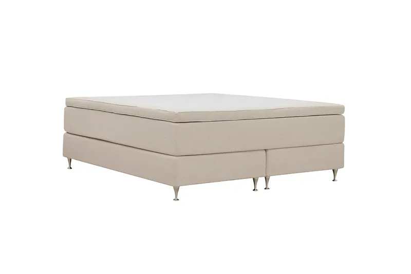 HVILA Premium Kontinentalseng 160x200 cm - Lysebeige bouclé - Møbler - Senger - Kontinentalsenger