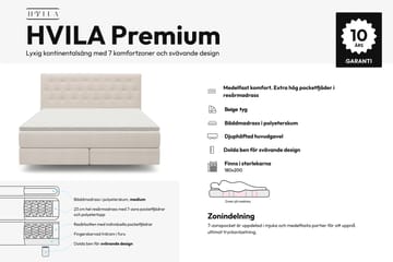HVILA Premium sengepakke kontinentalseng 180x200 cm med svevende effekt inkl. overmadrass i polyeterskum medium - Medium - Møbler - Senger - Komplett sengepakke