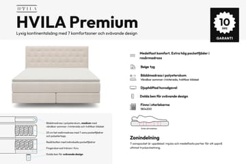 HVILA Premium sengepakke kontinentalseng 180x200 cm med svevende effekt inkl. overmadrass i polyesterskum vendbar sommer- og vinterside og vaskbart trekk - Sommer- og vinterside - Møbler - Senger - Komplett sengepakke