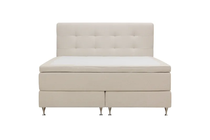 HVILA Premium Komplett Sengpakke 180x200 cm Kontinentalseng med Sengegavl - Lysebeige bouclé - Møbler - Senger - Kontinentalsenger