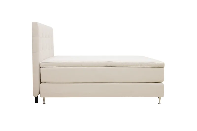 HVILA Premium Komplett Sengpakke 160x200 cm Kontinentalseng med Sengegavl - Lysebeige stoff - Møbler - Senger - Kontinentalsenger