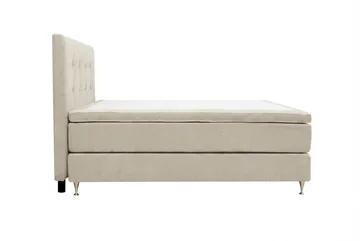 HVILA Premium komplett sengepakke 180x200 cm kontinentalseng med sengegavl - Beige stoff - Møbler - Senger - Kontinentalsenger