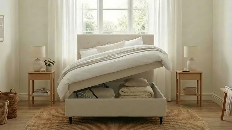 HVILA Plus komplett sengesett med oppbevaring 120x200 cm - Lys beige - Møbler - Senger - Senger med oppbevaring