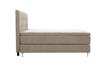 HVILA Premium komplett sengepakke 160x200 cm kontinentalseng med sengegavl - Lysebrunt stoff - Møbler - Senger - Kontinentalsenger