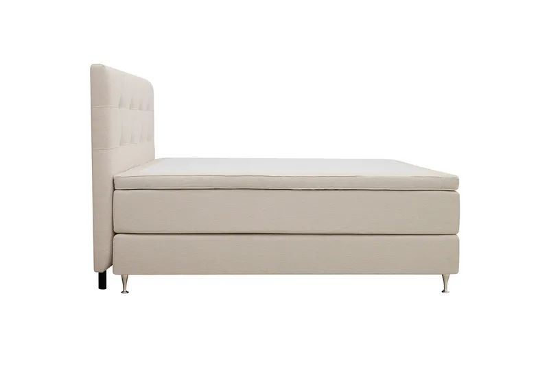HVILA Premium komplett sengepakke 180x200 cm kontinentalseng med sengegavl - Lysbeige bouclé - Møbler - Senger - Kontinentalsenger