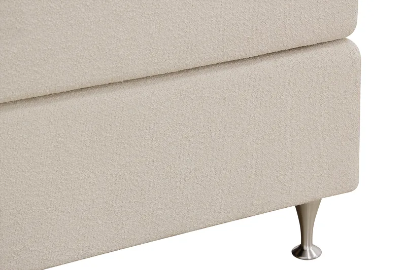 HVILA Premium Komplett Sengpakke 180x200 cm Kontinentalseng med Sengegavl - Lysebeige bouclé - Møbler - Senger - Kontinentalsenger