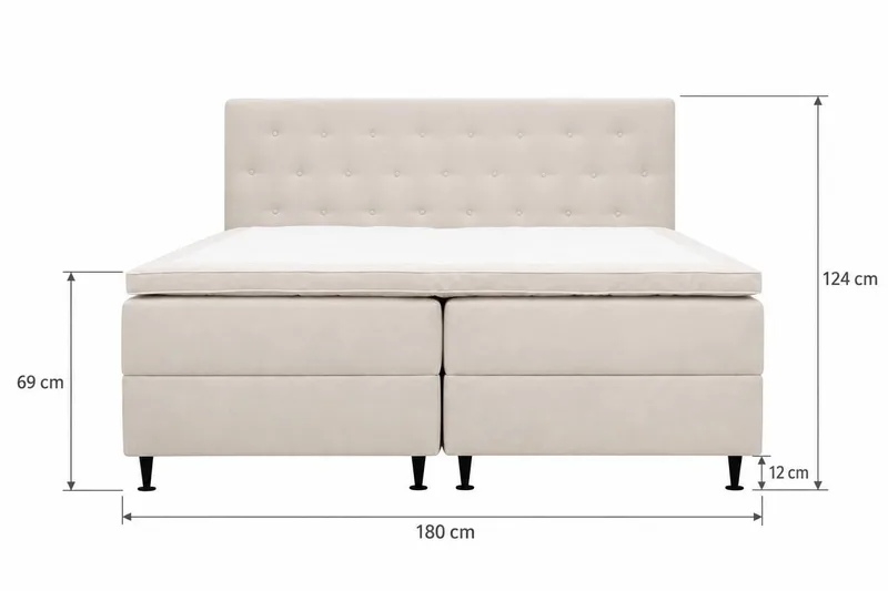 HVILA Plus komplett sengepakke med oppbevaring 180x200 cm - Lysbeige - Møbler - Senger - Kontinentalsenger