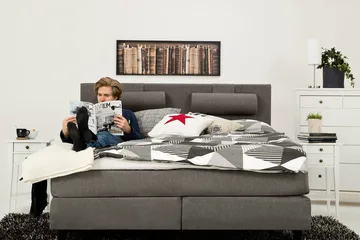 James kontinentalseng 160x200 cm - Lysegrå - Møbler - Senger - Kontinentalsenger