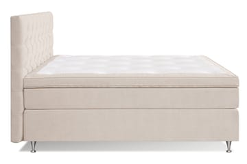 Joluma Komplett Sengepakke – Kontinentalseng 180x200 cm i Stoff med Sengegavl + Overmadrass med Fasthetsgrad Fast - Lys Beige - Møbler - Senger - Kontinentalsenger