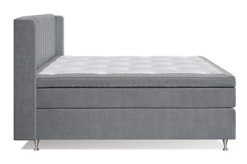 Joluma Komplett Sengepakke – Kontinentalseng 180x200 cm i Stoff med Sengegavl + Overmadrass med Fast/Medium Komfort - Grå - Møbler - Senger - Kontinentalsenger