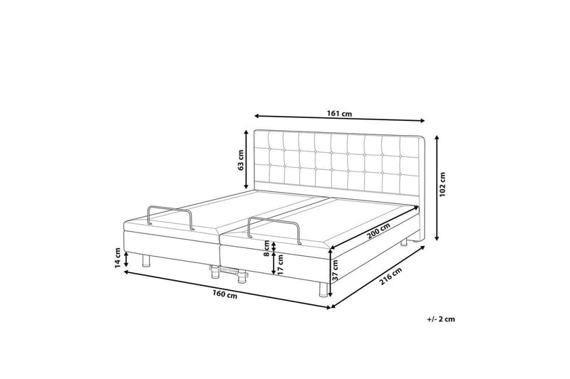 Justerbar seng Duke - Beige, svart, 160x200 cm - Møbler - Senger - Sengeramme & sengestamme