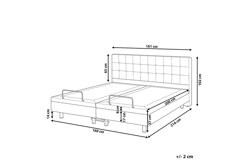 Justerbar seng Duke - Grå, svart, 160x200 cm - Møbler - Senger - Regulerbare senger