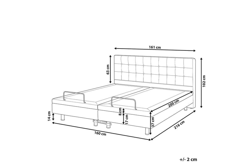 Justerbar seng Duke - Grå, svart, 160x200 cm - Møbler - Senger - Sengeramme & sengestamme
