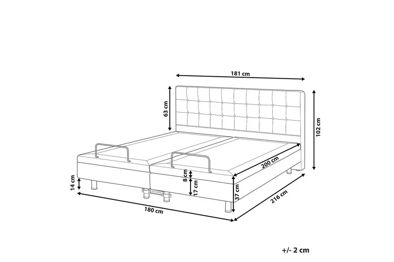 Justerbar seng Duke - Grå, svart, 180x200 cm - Møbler - Senger - Regulerbare senger