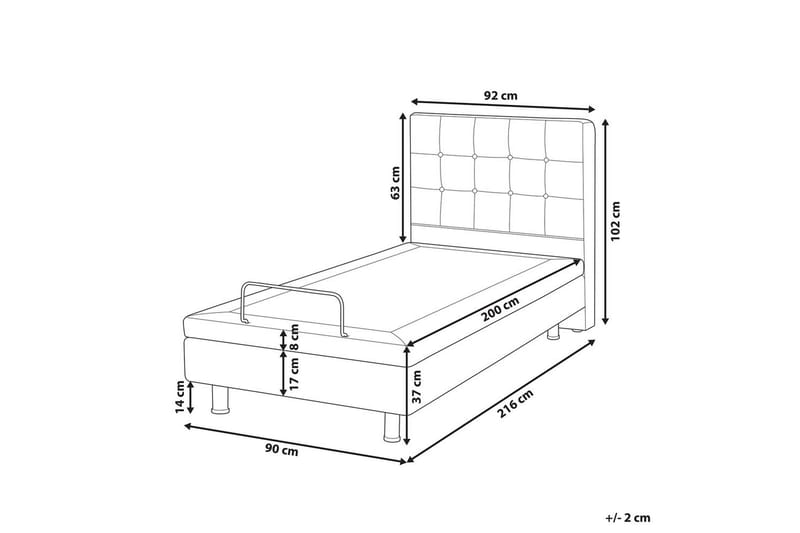 Justerbar seng Duke - Grå, svart, 90x200 cm - Møbler - Senger - Sengeramme & sengestamme