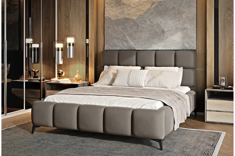 Kamble Sengeramme med Oppbevaring 160x200 cm, Beige