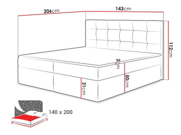 Kleiv kontinentalseng med oppbevaring 140x200 cm - beige - Møbler - Senger - Kontinentalsenger