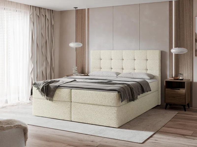 Kleiv kontinentalseng med oppbevaring 140x200 cm - beige - Møbler - Senger - Kontinentalsenger