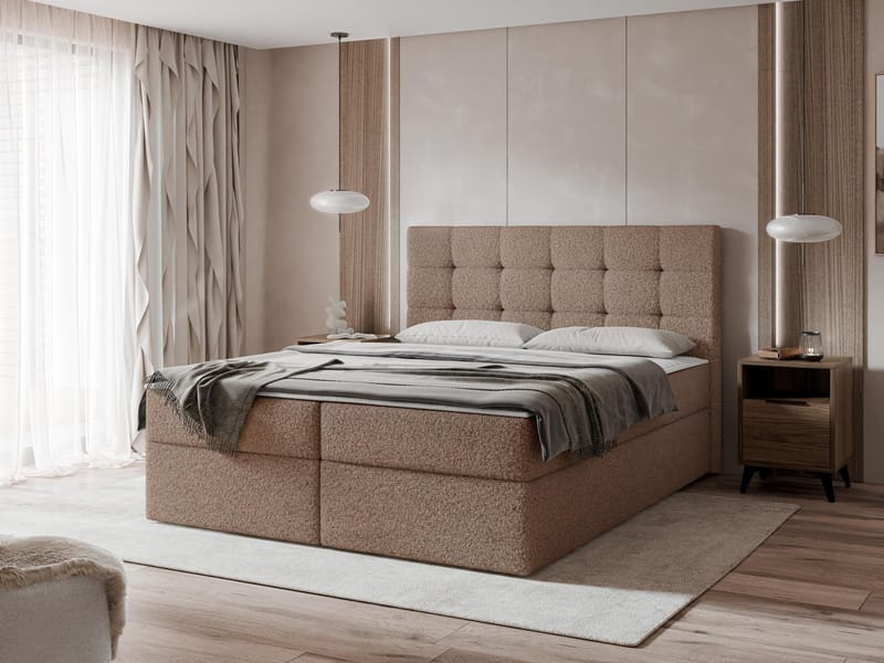 Kleiv kontinentalseng med oppbevaring 140x200 cm - brun - Møbler - Senger - Kontinentalsenger