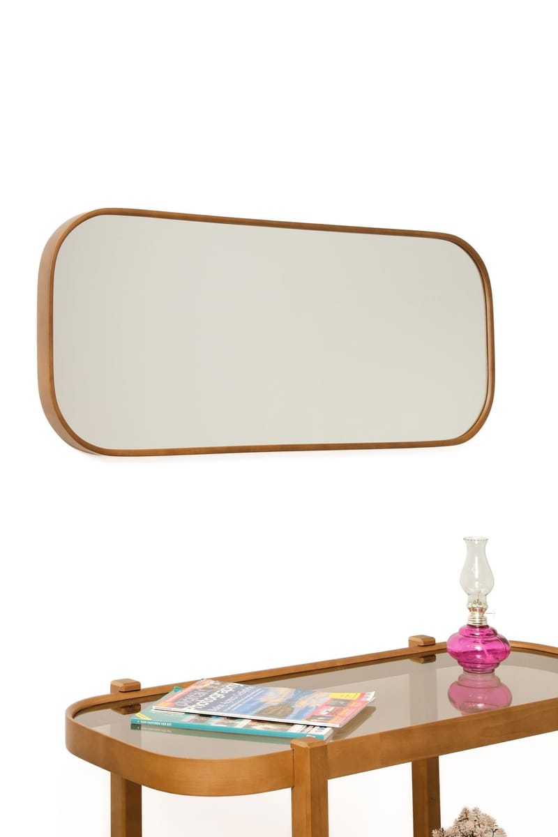 Kommode- og speilsett (2 deler) Wallxpert Alaska-sett (103 x 85 x 42 cm) Valnøtt transparent - valnøtt transparent - Møbler - Senger - Møbelsett til soverom