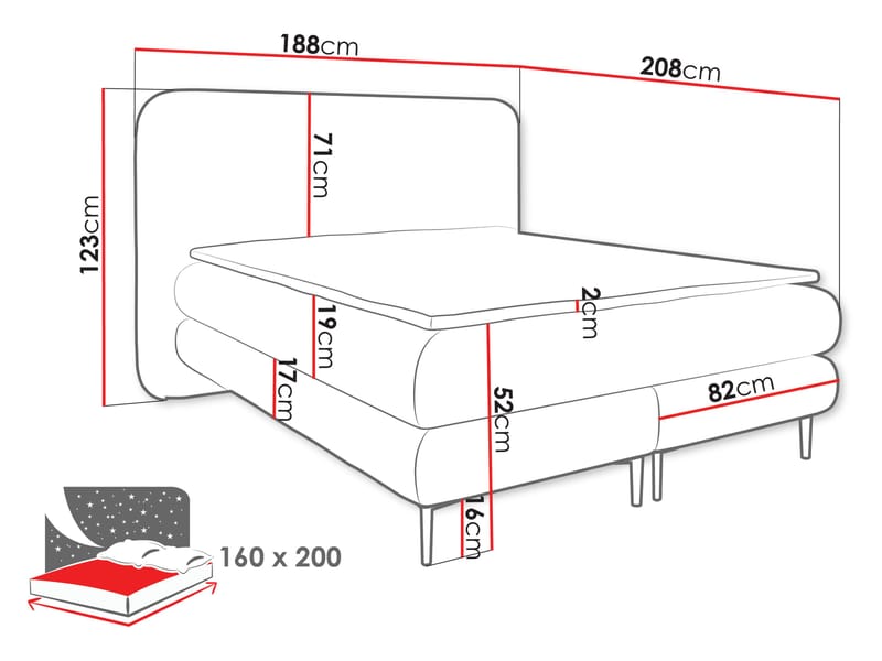 Komplett kontinentalseng AMARETTO Nazar 225.02 160 x 200 cm - beige - Møbler - Senger - Kontinentalsenger
