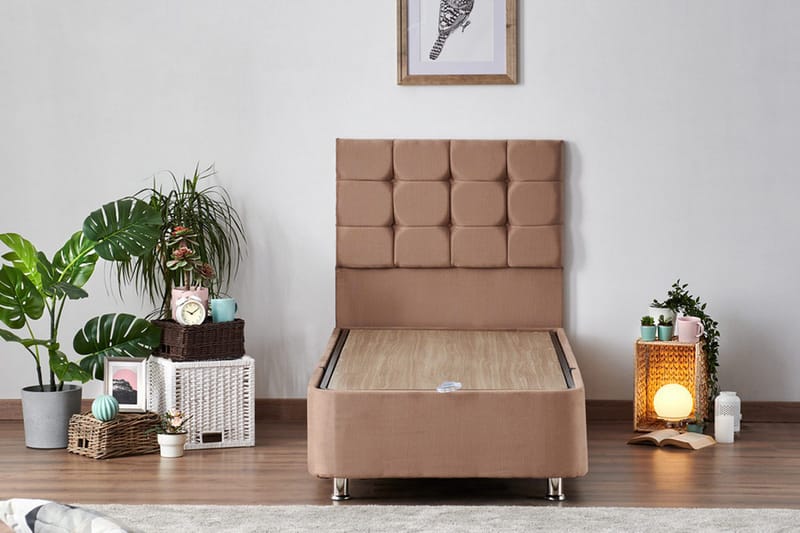 Adilen Kontinentalseng 100x200 cm - Lysebrun - Møbler - Senger - Senger med oppbevaring