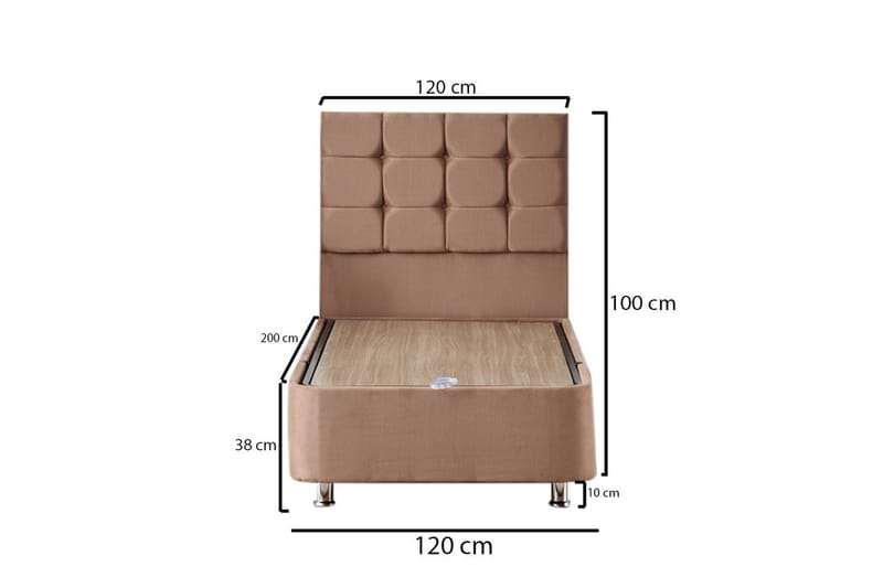 Adilen Kontinentalseng 120x200 cm - Lysebrun - Møbler - Senger - Komplett sengepakke