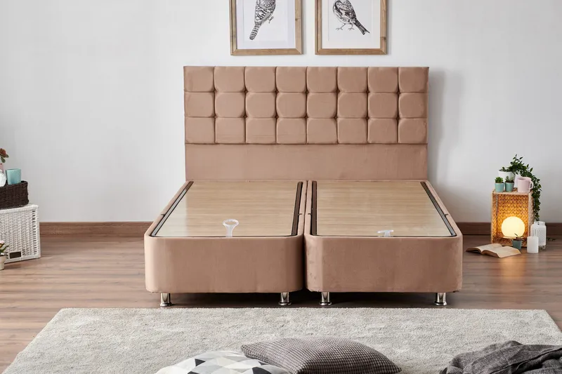Adilen Kontinentalseng 140x190 cm - Lysebrun - Møbler - Senger - Senger med oppbevaring
