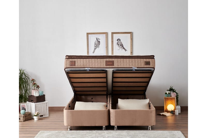 Adilen Kontinentalseng 150x200 cm - Lysebrun - Møbler - Senger - Senger med oppbevaring