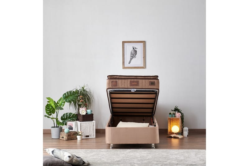 Adilen Kontinentalseng 80x180 cm - Lysebrun - Møbler - Senger - Senger med oppbevaring