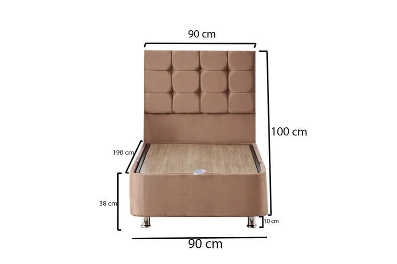 Adilen Kontinentalseng 90x190 cm - Lysebrun - Møbler - Senger - Senger med oppbevaring