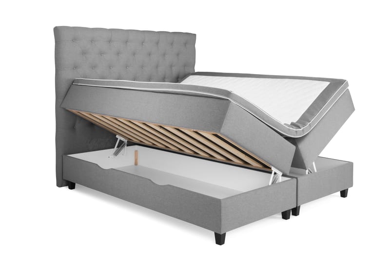 Komplett Sengepakke Boxford Seng med Oppbevaring 160x200 - Lysgrå - Møbler - Senger - Enkeltsenger