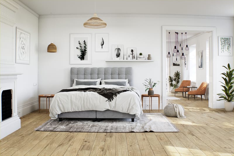 Komplett Sengepakke Boxford Seng med Oppbevaring 160x200 - Lysgrå - Møbler - Senger - Enkeltsenger