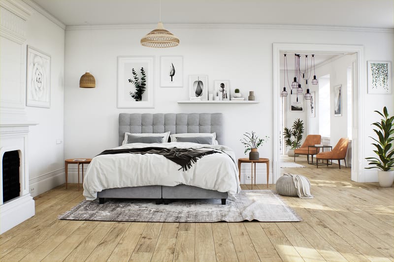 Komplett Sengepakke Boxford Seng med Oppbevaring 90x200 - Lysgrå - Møbler - Senger - Enkeltsenger