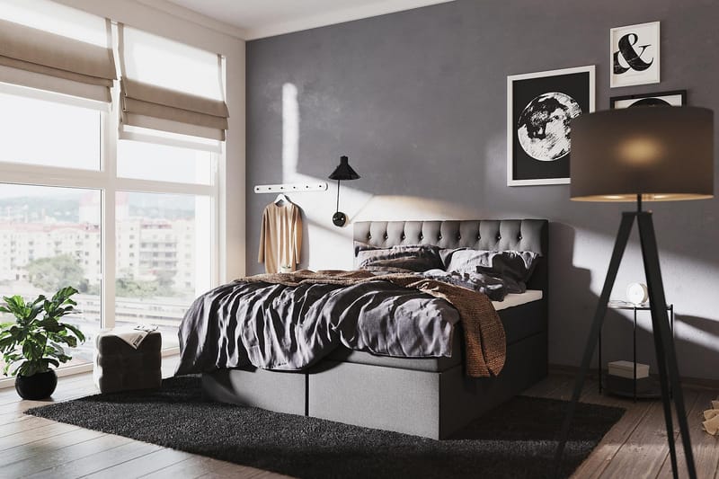 Boxy Box Bed 120x200 cm - Svart/Grå - Møbler - Senger - Senger med oppbevaring