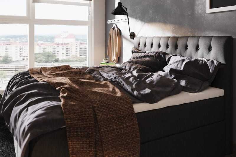 Boxy Box Bed 180x200 cm - Svart/Grå - Møbler - Senger - Senger med oppbevaring