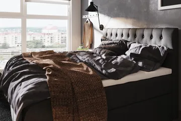 Boxy Box Bed 180x200 cm - Svart/Grå - Møbler - Senger - Senger med oppbevaring