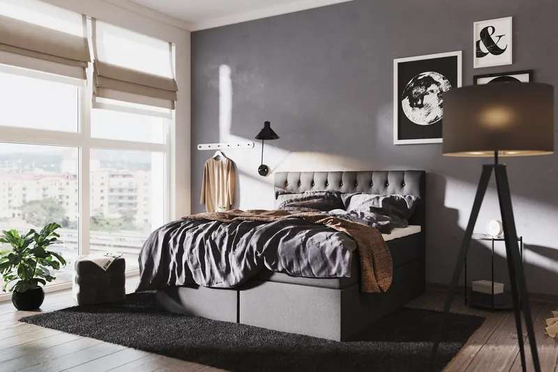 Boxy Komplett Sengepakke Box Bed 180x200 cm - Sort - Møbler - Senger - Senger med oppbevaring