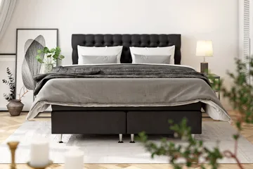 Komplett Sengepakke Celine 160x200 cm - Svart/Fløyel - Møbler - Senger - Kontinentalsenger