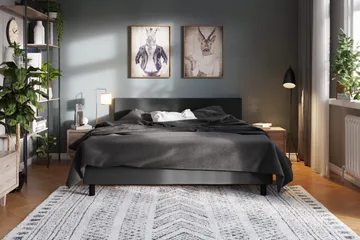 Charm Komplett Sengpakke 120x200 cm Kontinentalseng med Gavl - Mørkgrå - Møbler - Senger - Kontinentalsenger