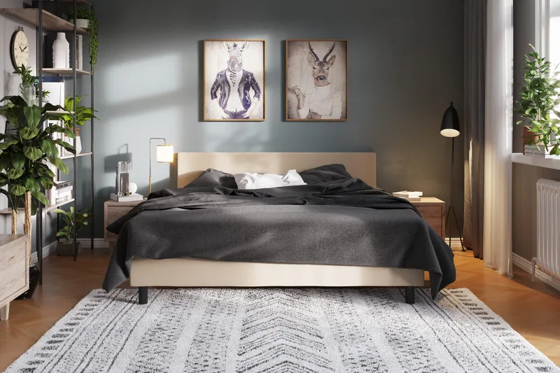 Charm Komplett Sengpakke 180x200 cm med sengegavl - Beige - Møbler - Senger - Enkeltsenger