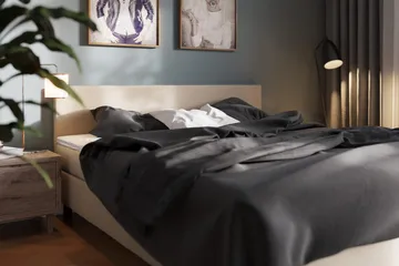 Charm Komplett Sengpakke 180x200 cm med sengegavl - Beige - Møbler - Senger - Enkeltsenger