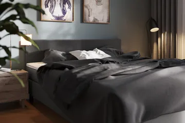 Charm Komplett Sengpakke 180x200 cm med Sengegavl - Mørkgrå - Møbler - Senger - Kontinentalsenger