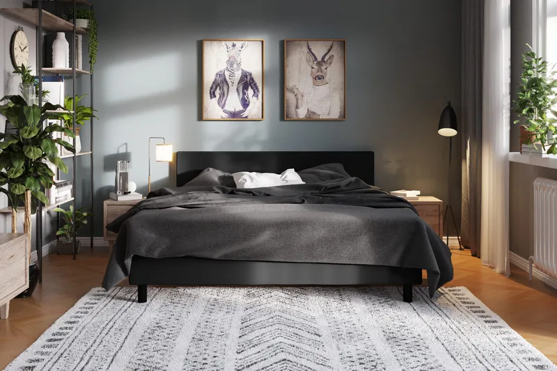Charm Komplett Sengpakke 180x200 cm med sengegavl - Svart - Møbler - Senger - Kontinentalsenger