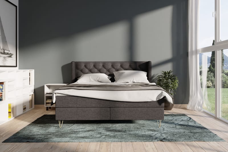Komplett Sengepakke Choice No 3 160x200 Fast - Mørkegrå|Metallben - Kontinentalsenger - Dobbeltsenger - Komplett sengepakke