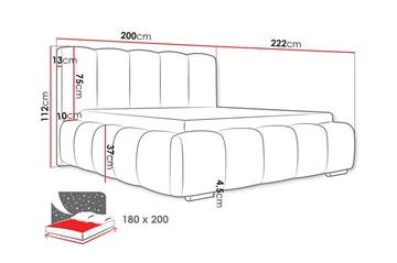 Cleaton sengeramme 180x200 cm med oppbevaring, HVILA skummadrass og overmadrass i polyesterskum med vaskbart trekk - Grå/hvit - Møbler - Senger - Komplett sengepakke